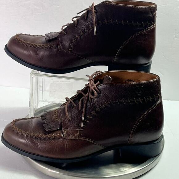 Ariat Boot Women 8.5 Brown Montana Lace Up Kiltie Western Ankle Leather Stitched - Picture 9 of 13